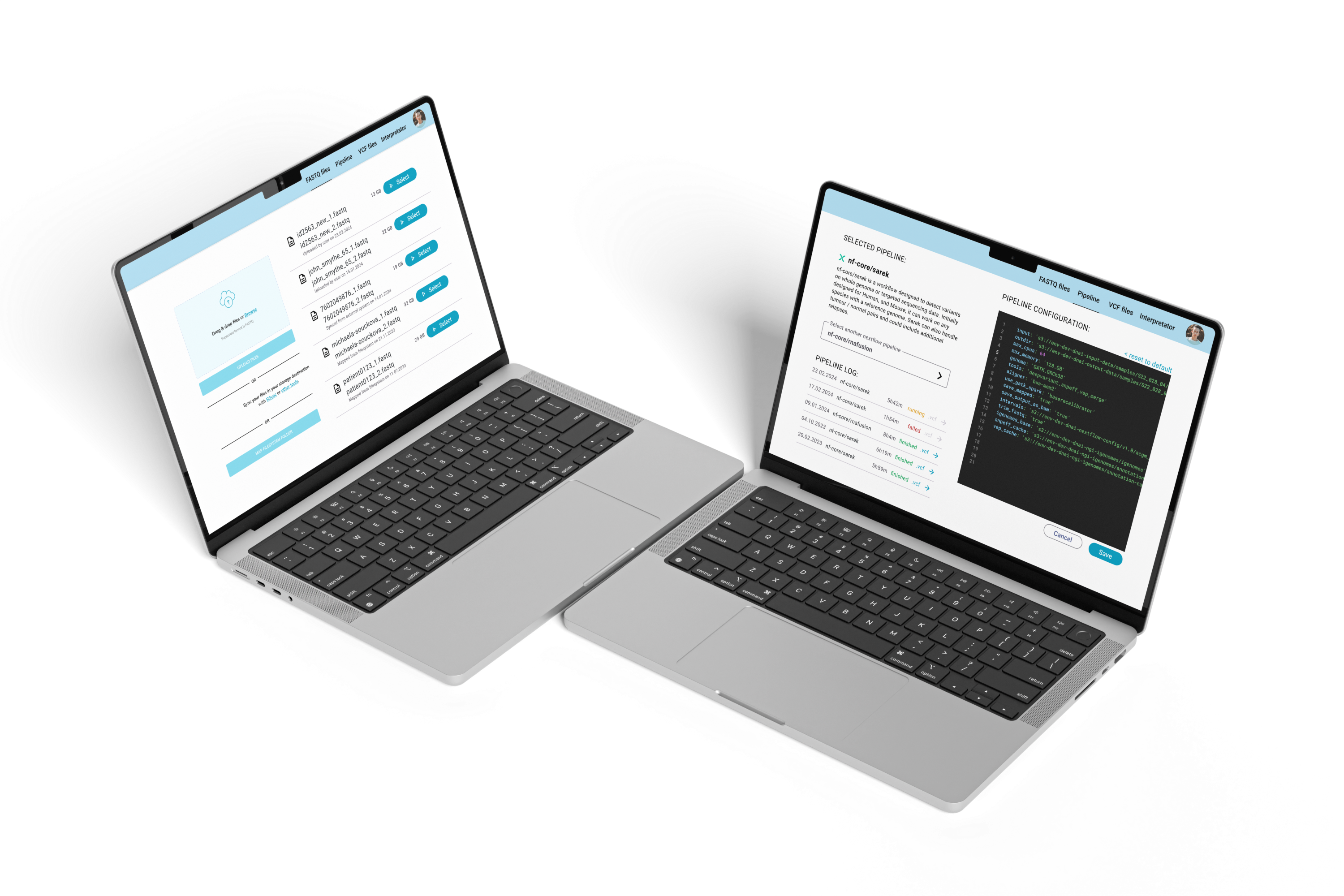 Two macbooks mockup with Floxgen demo on the screens.